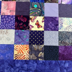 Unfinished Batik Quilt Top, 36 x 45, Shades of Purple, Crib Quilt Size image 10