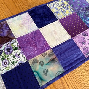 Handmade Quilted Table Runner, Purple, Table Decor Centerpiece, Home Decor, Housewarming Gift, 14" x 50"