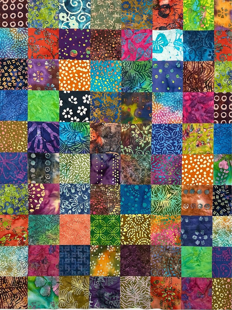 Handmade Batik Unfinished Quilt Top, Multi-Color, 36 x 45, Pieced Quilt Top image 7