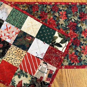 Christmas Quilted Table Runner, Handmade, 12 x 60, Table Topper image 4