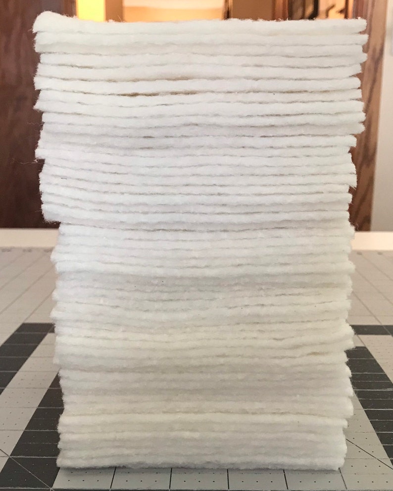 Set of 50 ~ 5" Precut Quilt Batting Squares, Rag Quilts, Hobbs Heirloom Batting