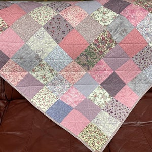 Handmade Patchwork Quilt, Pink and Purple, 36 x 45, Crib Quilt, Baby Quilt, Baby Shower Gift, Quilts for Sale image 5