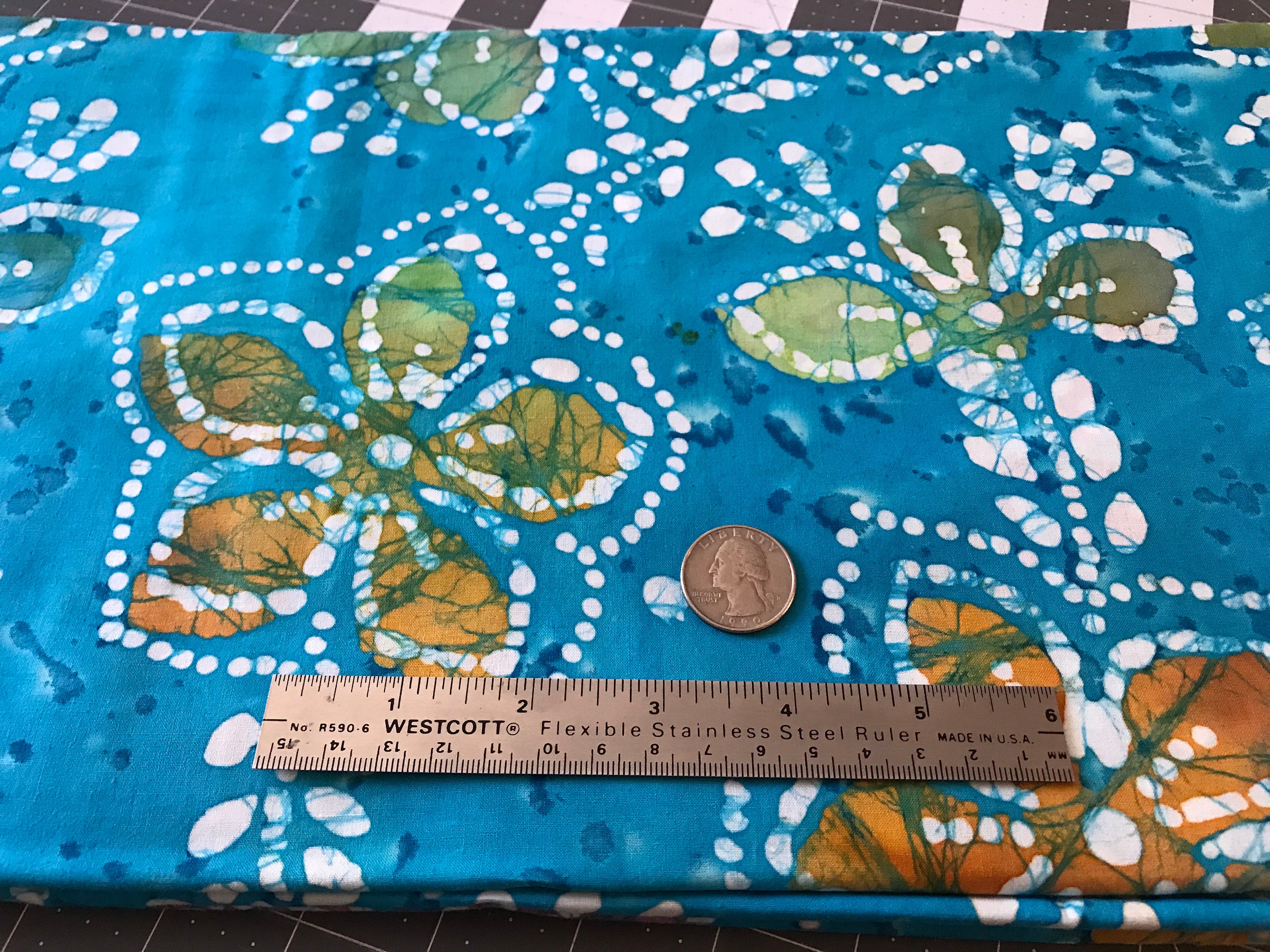 Blue Batik Fabric By The Yard Cotton Quilting Fabric Etsy