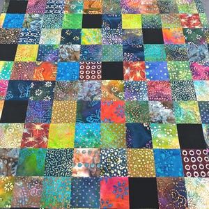 Handmade Rainbow Batik Quilt Top – 54" x 63" (Unfinished Lap Size)