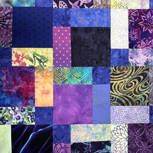 Unfinished Batik Quilt Top, 55 x 68, Purple, Quilt Tops for Sale image 10