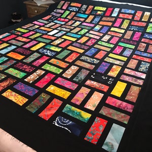 Batik Unfinished Quilt Top With Bold Multi-Color Batiks, Lap Quilt, 57 x 68, Pieced Quilt Top, Handmade Quilt Top image 4
