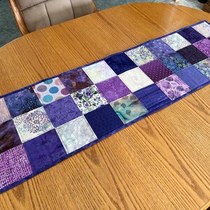 Handmade Quilted Table Runner, Purple, Table Decor Centerpiece, Home Decor, Housewarming Gift, 14" x 50"