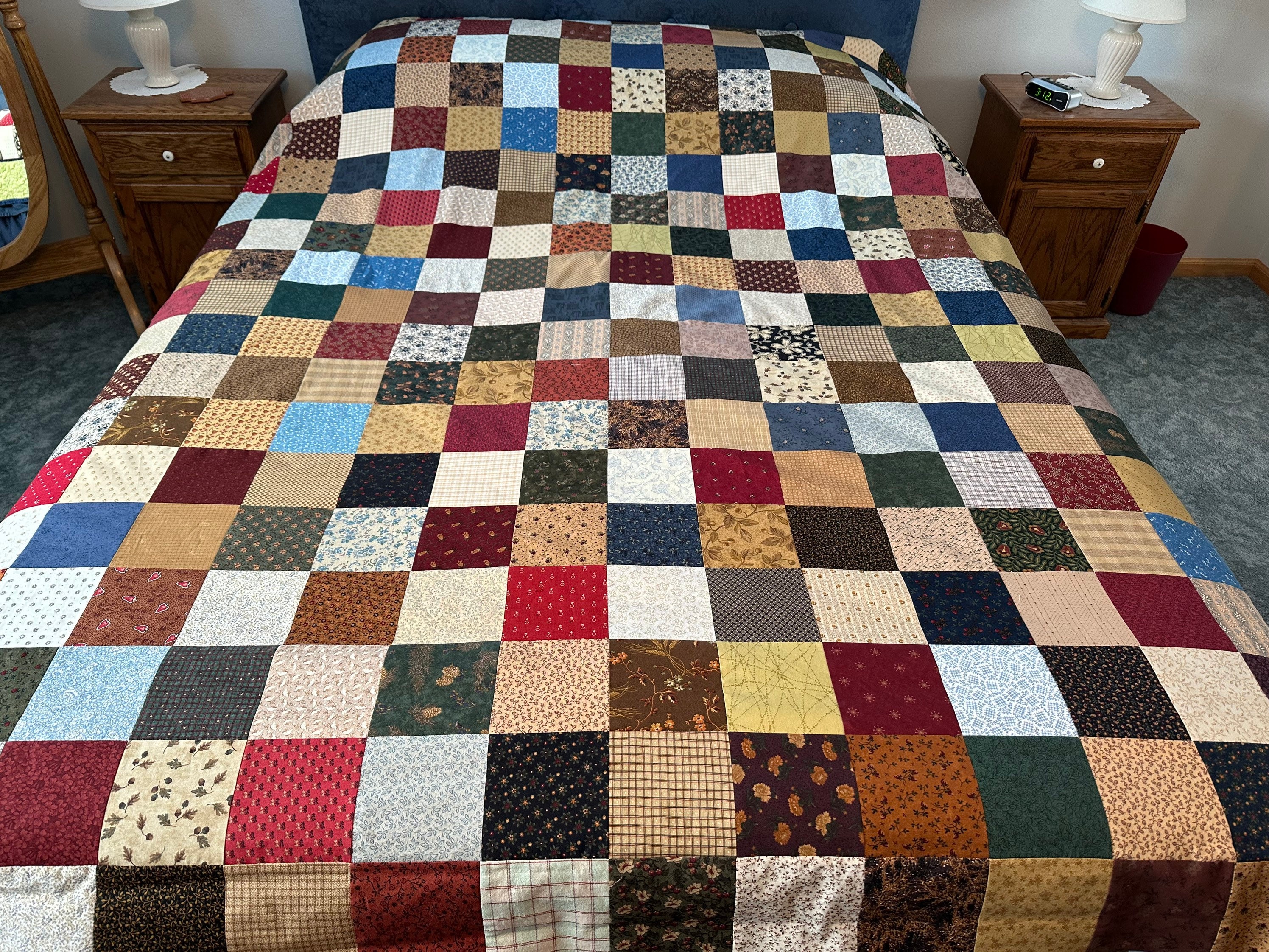 Rustic Queen Size Patchwork Quilt Top: Unfinished 72x85 Inch