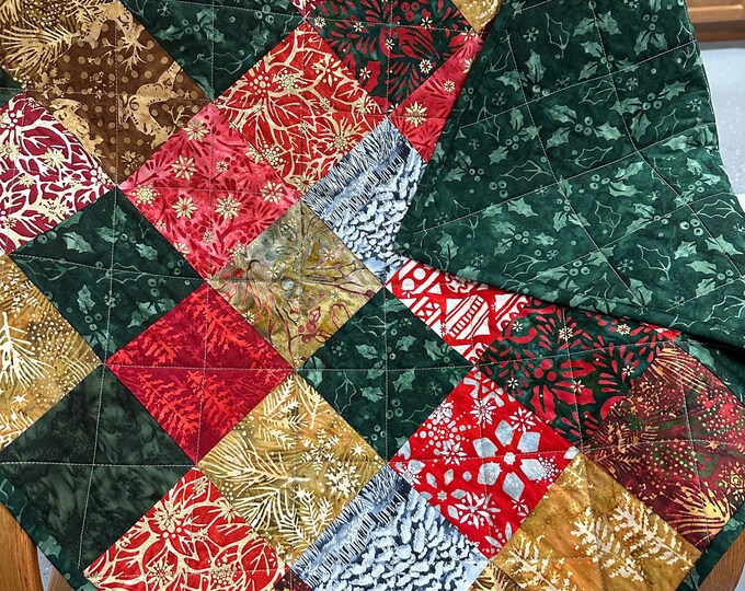 Handmade Christmas Quilt, 36 X 45, Quilts for Sale, Christmas Decor