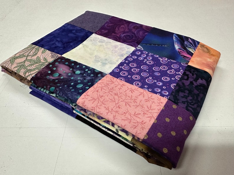 Unfinished Batik Quilt Top, 36 x 45, Shades of Purple, Crib Quilt Size image 6