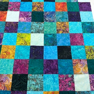 Handmade Quilt Top, Multi-Color, 36" x 45", Crib Size, Patchwork Quilt, Ready to Finish, Quilts for Sale