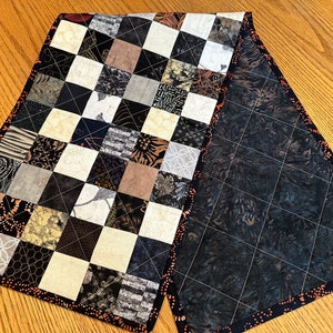 Quilted Table Runner, Black, Brown, Tan, 12 x 40, Handmade Custom Table Runner, Home Decor, Kitchen Decor, Housewarming Gift image 10