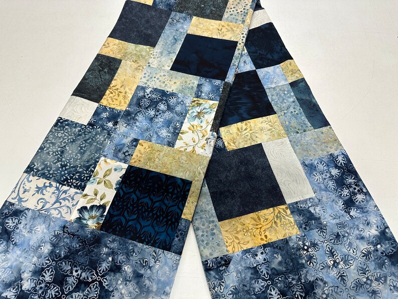 Unfinished Batik Quilt Top, Blue & Yellow, 55 x 68, Ready to Finish, Lap Quilt image 4