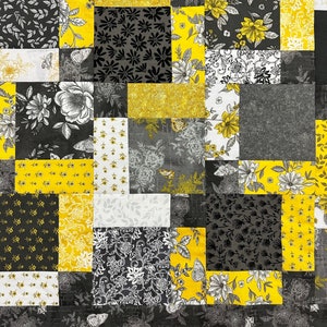 Unfinished Quilt Top, Grey & Yellow, 55 x 68, Quilt Tops for Sale image 9