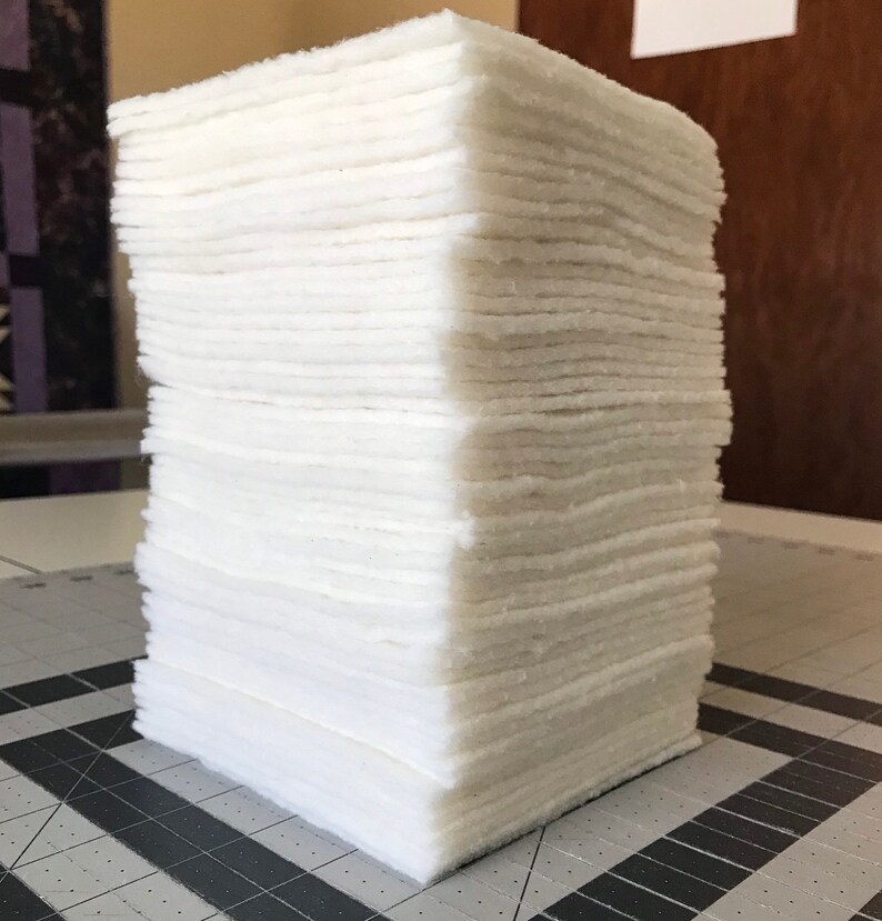 Set of 50 ~ 5" Precut Quilt Batting Squares, Rag Quilts, Hobbs Heirloom Batting