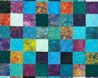 Handmade Quilt Top, Multi-Color, 36" x 45", Crib Size, Patchwork Quilt, Ready to Finish, Quilts for Sale