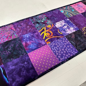 Handmade Quilted Table Runner, Purple, Table Decor Centerpiece, Home Decor, Housewarming Gift, 14" x 50"