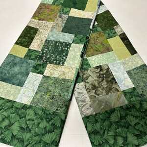 Green Patchwork Unfinished Quilt Top, 55 x 68, Lap or Throw Size image 3