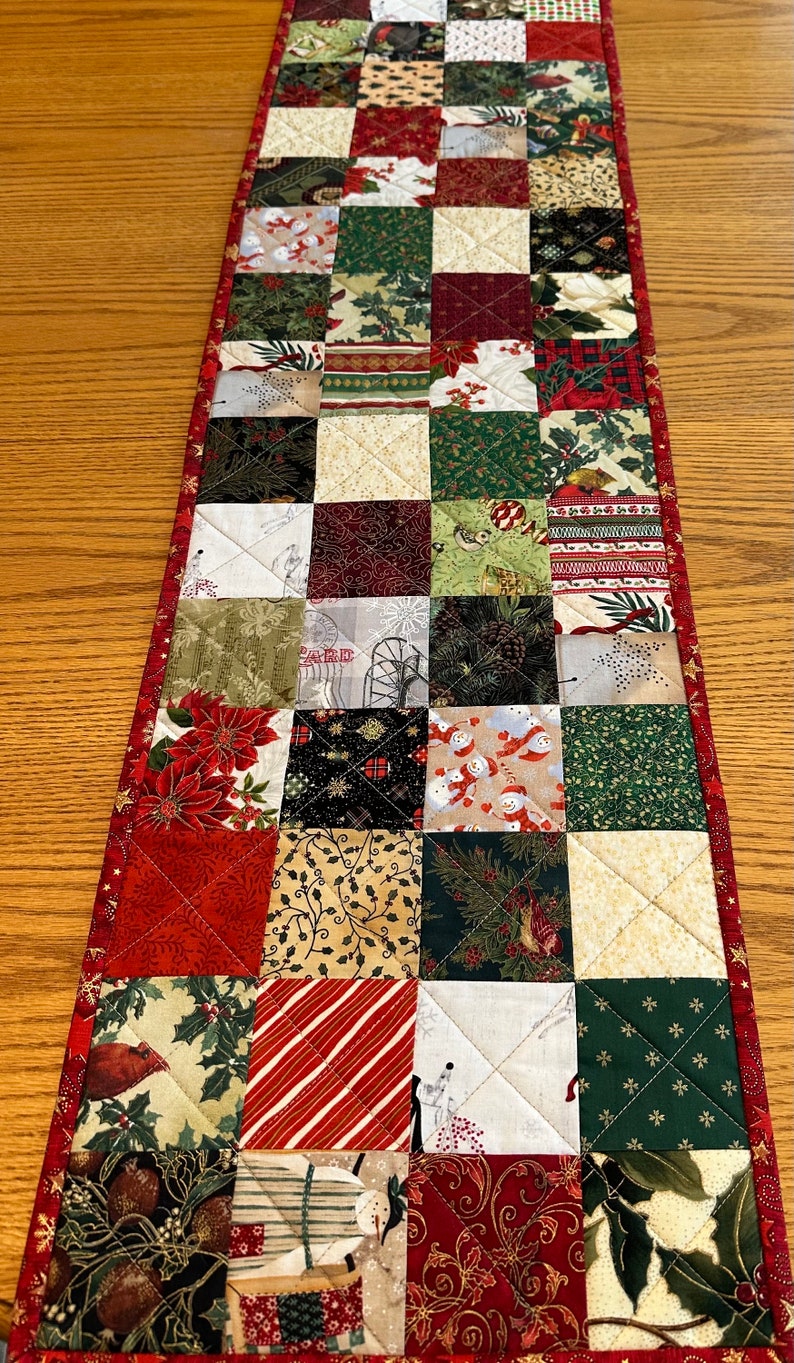 Christmas Quilted Table Runner, Handmade, 12 x 60, Table Topper image 10