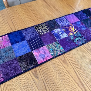 Handmade Quilted Table Runner, Purple, Table Decor Centerpiece, Home Decor, Housewarming Gift, 14" x 50"