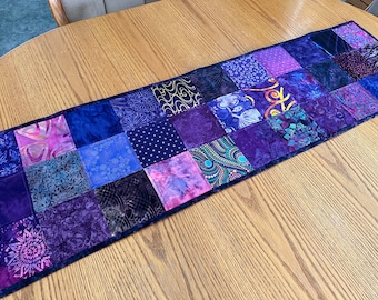 Handmade Quilted Table Runner, Purple, Table Decor Centerpiece, Home Decor, Housewarming Gift, 14" x 50"