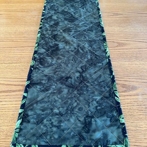 Quilted Table Runner, 12.5" x 40", Green, Handmade Custom Table Runner, Home Decor, Kitchen Decor, Housewarming Gift