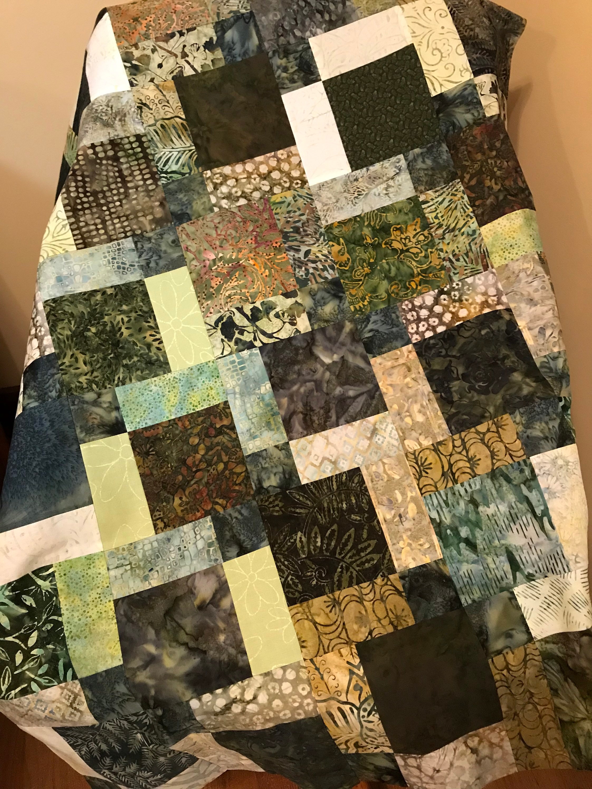 Green Patchwork Quilt Top 33 x 46 Handmade Lap Etsy