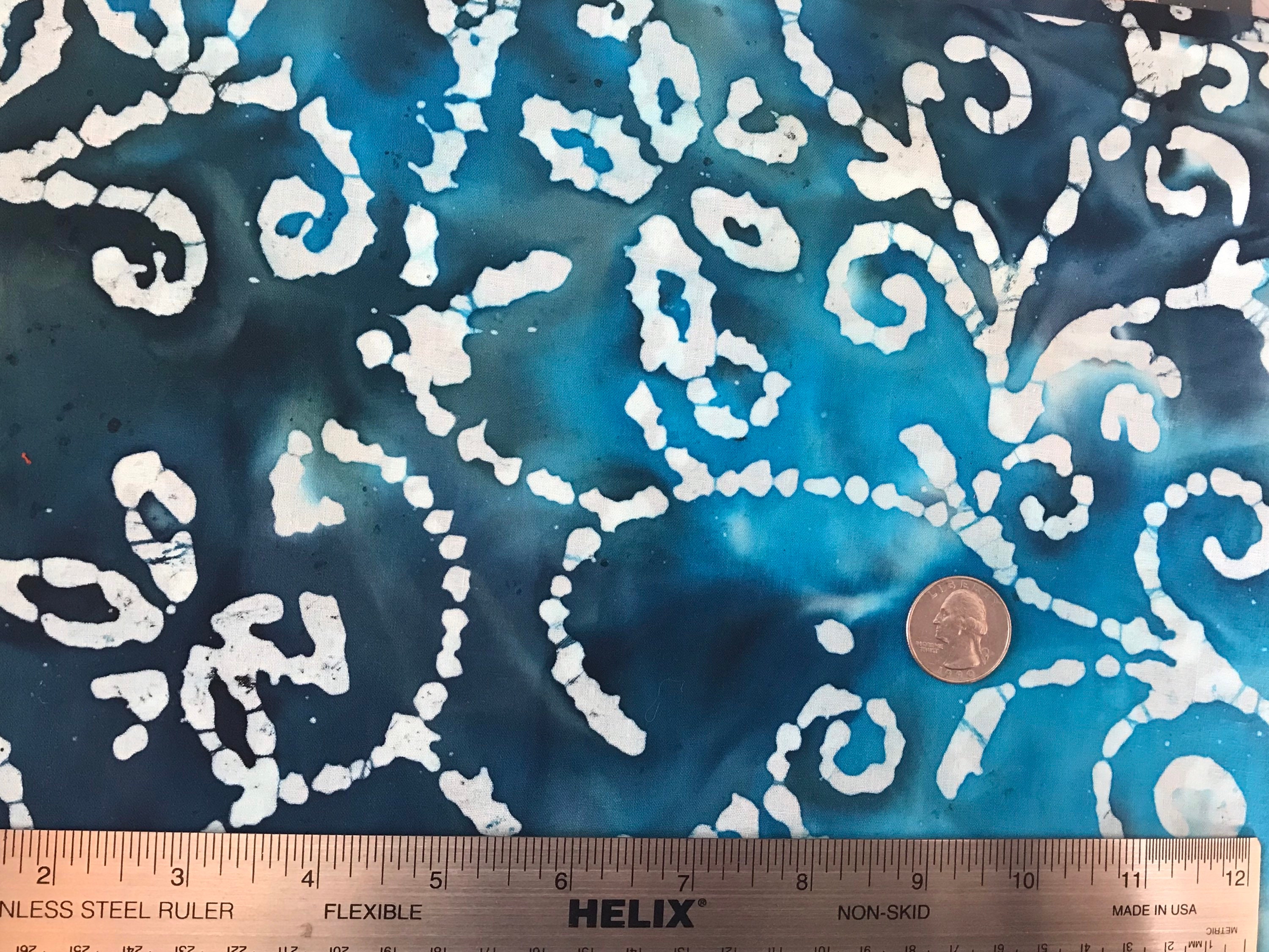 Blue Batik Fabric By The Yard Cotton Quilting Fabric Etsy