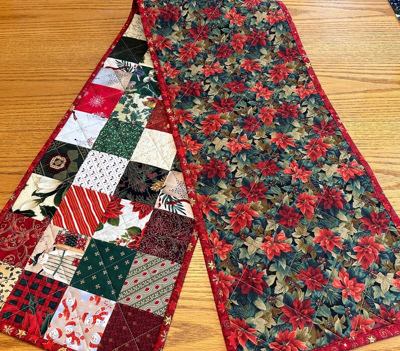 Handmade Christmas Runner, Christmas Decor, 12" x 60", Holiday Table Runner