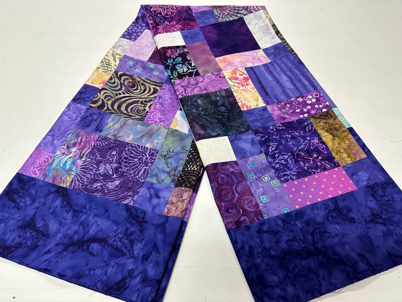 Unfinished Batik Quilt Top, 55 x 68, Purple, Quilt Tops for Sale image 3