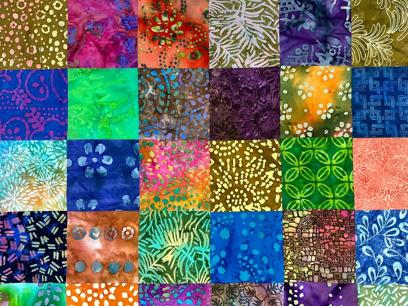 Handmade Batik Unfinished Quilt Top, Multi-Color, 36 x 45, Pieced Quilt Top image 8