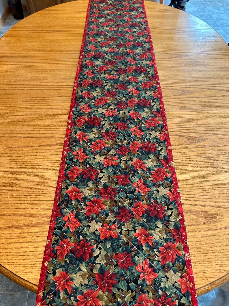 Handmade Christmas Runner, Christmas Decor, 12 x 60, Quilted Table Runner image 5