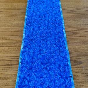 Quilted Table Runner, Blue, 12" x 40", Handmade Custom Table Runner, Housewarming Gift, Home Decor, Kitchen Decor