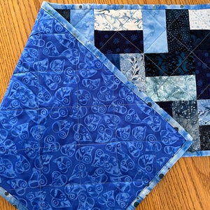 Quilted Table Runner, Blue, 12" x 40", Handmade Custom Table Runner, Housewarming Gift, Home Decor, Kitchen Decor