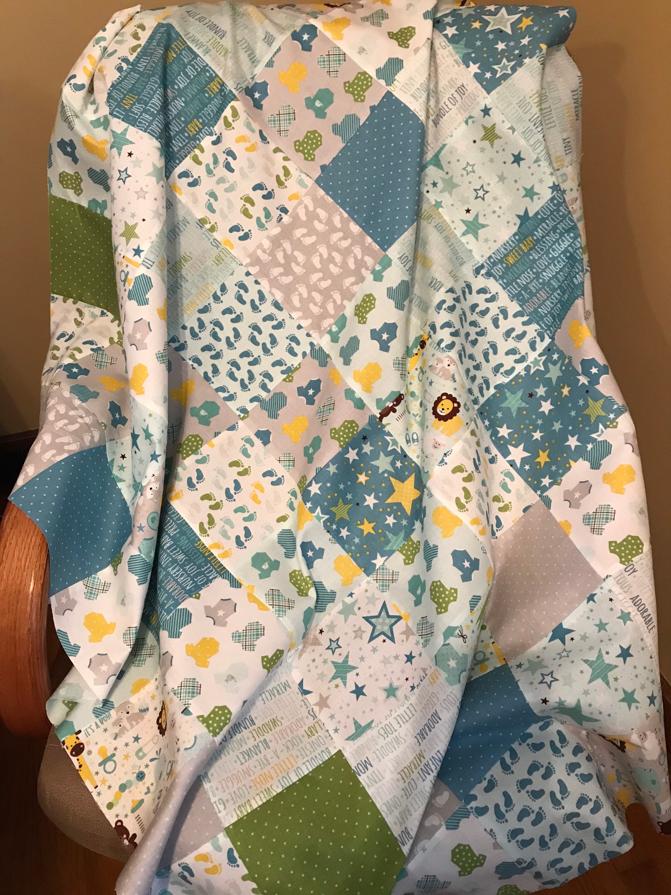 Baby Boy Quilt Kit Ready to Quilt Baby Crib Quilt Etsy