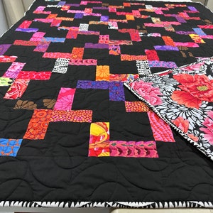 Modern Lap Quilt, 53 x 66, Kaffe Fassett Fabrics, Handmade Quilts For Sale image 8