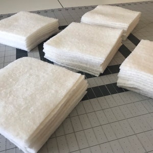 Set of 50 ~ 5" Precut Quilt Batting Squares, Rag Quilts, Hobbs Heirloom Batting