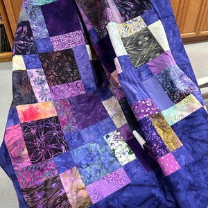 Unfinished Batik Quilt Top, 55 x 68, Purple, Quilt Tops for Sale image 8