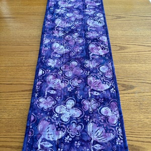 Handmade Quilted Table Runner, Purple, Table Decor Centerpiece, Home Decor, Housewarming Gift, 14" x 50"