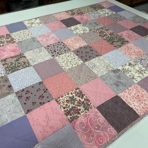 Handmade Patchwork Quilt, Pink and Purple, 36 x 45, Crib Quilt, Baby Quilt, Baby Shower Gift, Quilts for Sale image 9