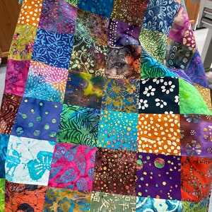 Handmade Batik Unfinished Quilt Top, Multi-Color, 36 x 45, Pieced Quilt Top image 6