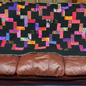 Modern Lap Quilt, 53 x 66, Kaffe Fassett Fabrics, Handmade Quilts For Sale image 3