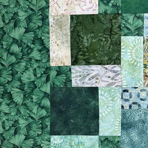 Green Patchwork Unfinished Quilt Top, 55 x 68, Lap or Throw Size image 10