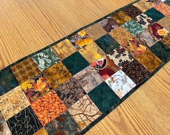 Fall Quilted Table Runner, Autumn Kitchen, Dining & Home Decor, 12x61