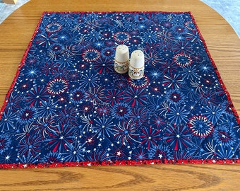 Patriotic Table Runner, 4th of July, Independence Day, USA, 28" x 28" Square Quilted Table Topper