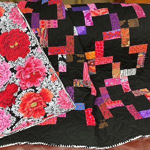 Modern Lap Quilt, 53 x 66, Kaffe Fassett Fabrics, Handmade Quilts For Sale image 1