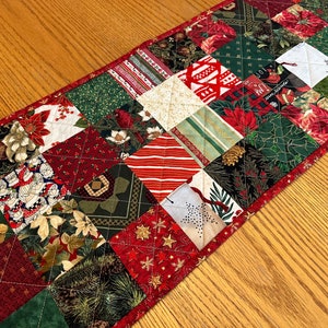 Handmade Christmas Runner, Christmas Decor, 12 x 60, Quilted Table Runner image 1