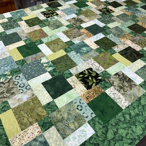 Green Patchwork Unfinished Quilt Top, 55 x 68, Lap or Throw Size image 8