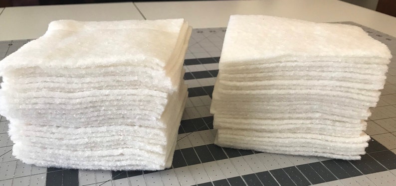 Set of 50 ~ 5" Precut Quilt Batting Squares, Rag Quilts, Hobbs Heirloom Batting