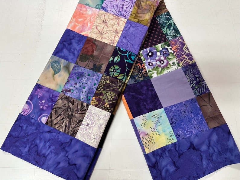Unfinished Batik Quilt Top, 36 x 45, Shades of Purple, Crib Quilt Size image 4